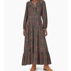 Xirena Navy Floral Esme Midi Dress size Small